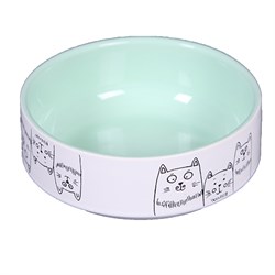 Миска 12,5см 350мл JOY "3 кота" керамическая зеленая для кошек - фото 7939