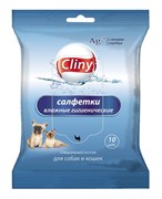 Салфетки влажные Cliny 10шт для собак и кошек (К101)