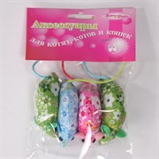 Мышь с цветами 5см Шурум-Бурум текстильная игрушка для кошек (уп.4шт) (CT12075)