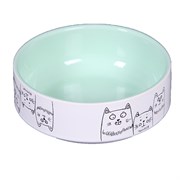 Миска 12,5см 350мл JOY "3 кота" керамическая зеленая для кошек